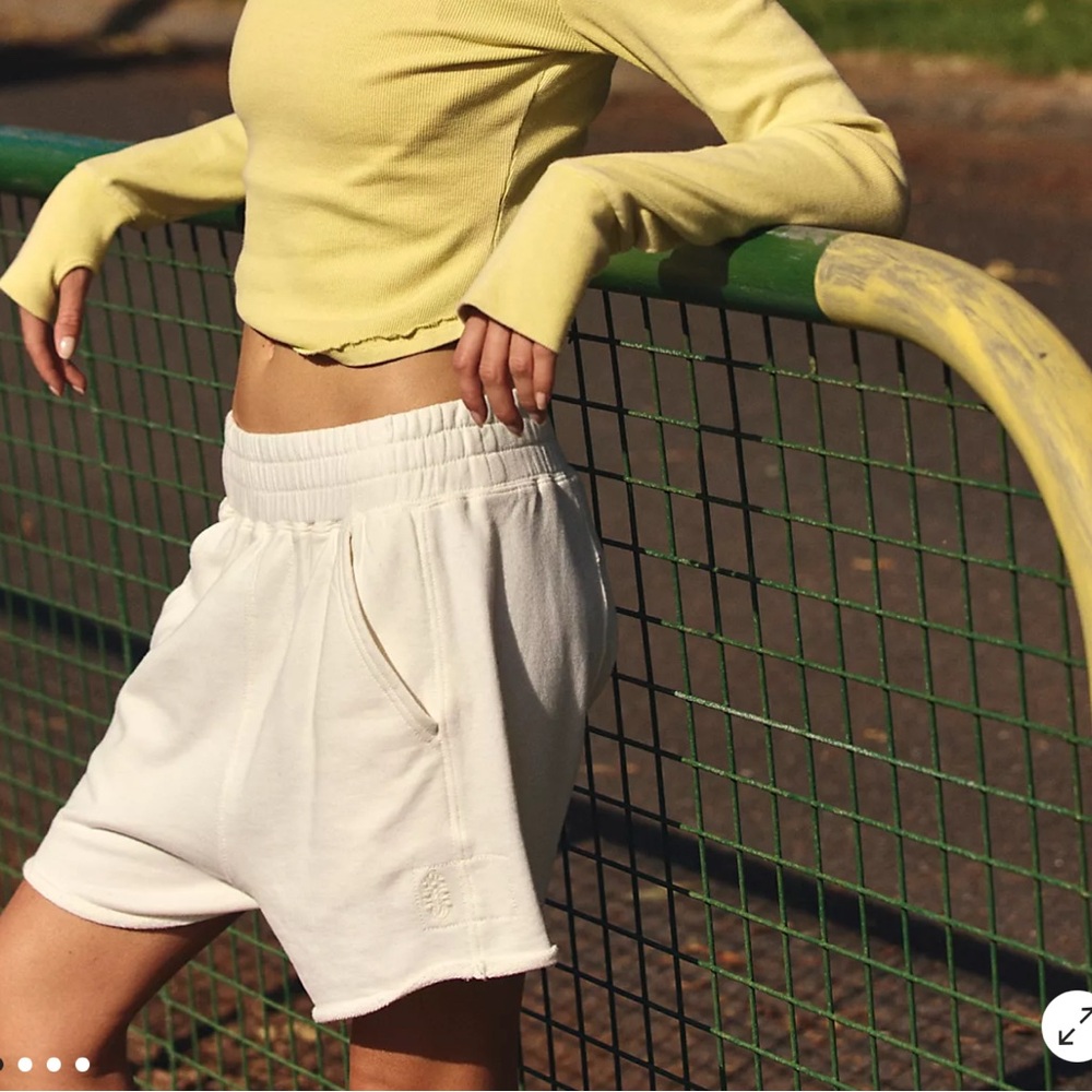 Free People Movement All Star Solid Shorts Women’s S White Pull On Slouchy Terry